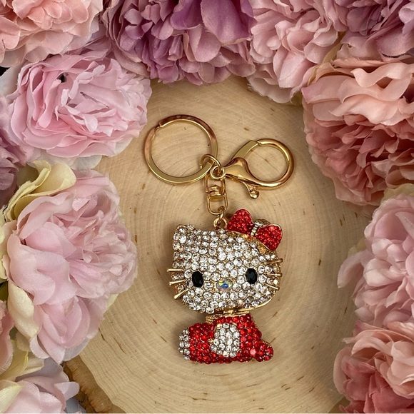 Hello Kitty with Red Crystal Dress & Bow Keychain Charm - Picture 4 of 12